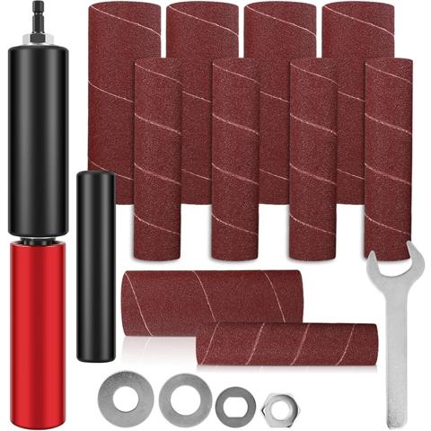 Комплект барабанной шлифовальной машины, Адаптер для шпинделя резинового шлифовального барабана, барабан с наждачной бумагой с зернистостью 120, Шлифовальные втулки, электрическая дрель