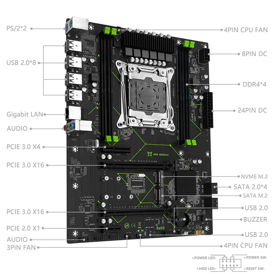 MACHINIST X99 Motherboard combo optional Xeon E5 2660 V3 LGA 2011-3 CPU ...