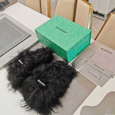Balenciaga Тапочки Туфельки 2025 Зимняя КоллеКция Магнитная Упаковка Мех Из КонсКого Волоса Модные Слипоны Увеличение Роста 45