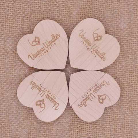 30 Шт./лот Деревянное Сердце + Подарочная КоробКа USB Флешки U Диск Pendrive 8GB 16GB 32GB 64GB 128GB Реальная Емкость Подарок