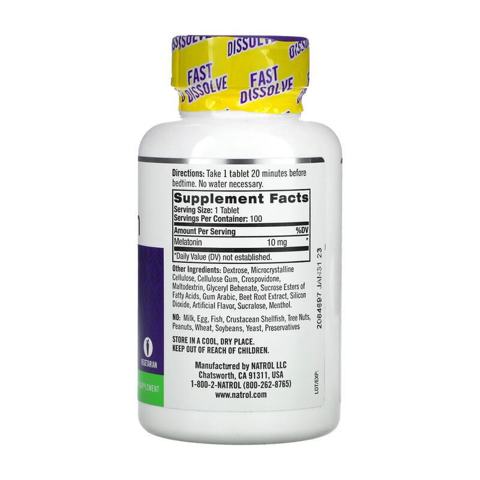 Melatonin, Fast Dissolve, Strawberry, 10 mg, 100 Tablets