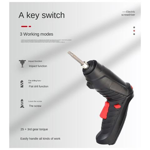 Бытовая электрическая отвертка Перезаряжаемая беспроводная ударная дрель Мини-Аккумуляторная электрическая дрель-шуруповерт Набор отверток