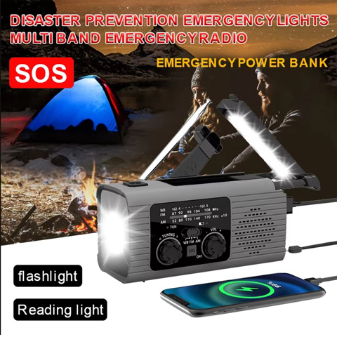 Радиоприемник на солнечной батарее 2000 мАч: AM/FM / NOAA со светодиодной подсветкой