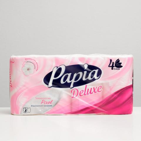 4 шт. Туалетная бумага Papia Deluxe, 4 слоя, 8 рулонов