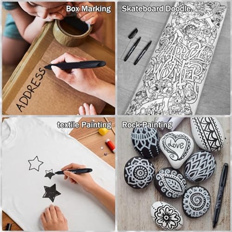 Количество перманентных маркеров 24 шт., Тонкий наконечник, черные перманентные маркерные ручки с выдвижным держателем для пера