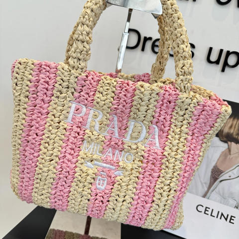 Оригинальная плетеная сумка Prada PRADA мини из рафии