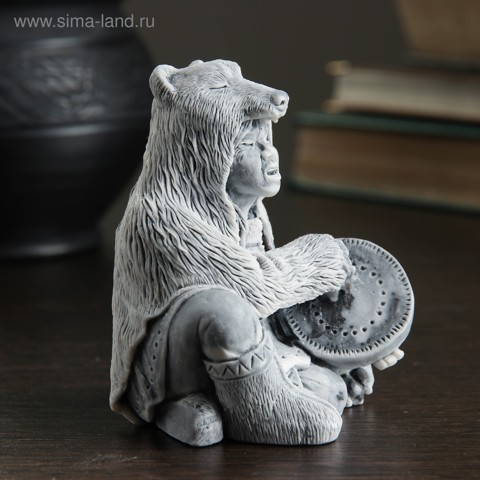 2 шт. Фигурка 'Шаман в шкуре медведя с бубном', 8.5 см