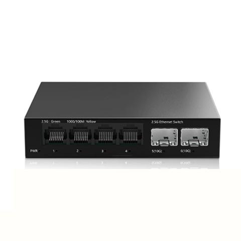 Коммутатор 2,5 Гб, 4-портовый неуправляемый сетевой коммутатор 2,5 G с 2-портовым разъемом 10GbE SFP + Домашняя настройка, Ethernet-коммутатор, штекер EU