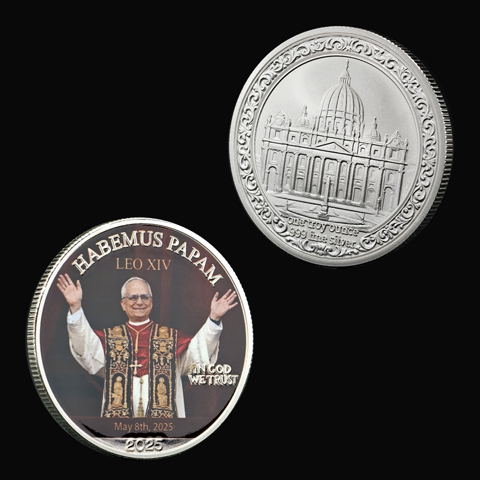 Коллекционная памятная монета Папы Римского Льва XIV