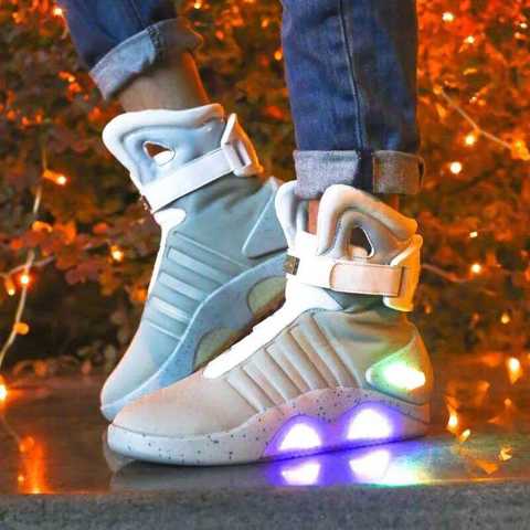 Мужские Модные СветящиеСя LED Mag КроссовКи Air Shoes С USB-зарядкой Ботинки Стиле Назад В Будущее РазмеРы 35-46.