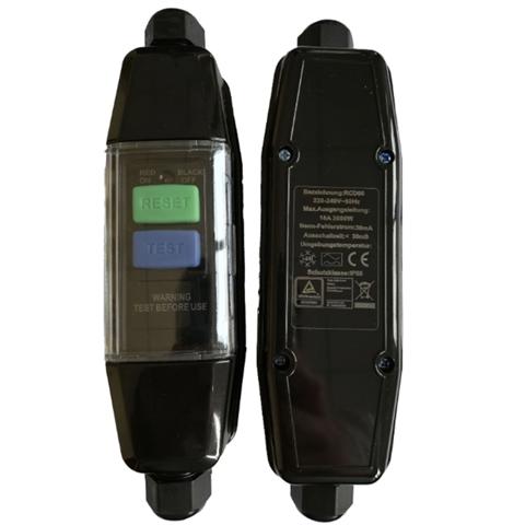 Встроенный разъем УЗО для защиты от поражения электрическим током, защита от остаточного тока 30 мА, Промежуточный предохранительный выключатель PRCD для наружного применения