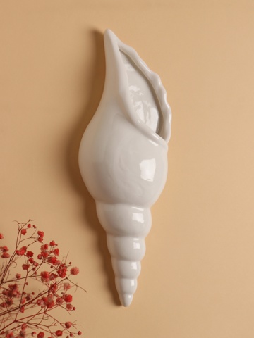 2 шт. Декор настенный-ваза, панно TAKE IT EASY 'Ракушка', 28x10.3 см, белый