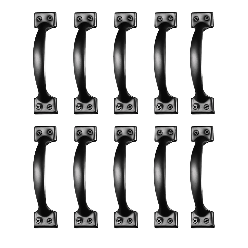 DOITOOL 10PCS Barn Door Handles Black Gate Handles for Wooden Fences 4 Inch Vintage Cabinet Handle Pull for Kitchen Cupboard Furniture Drawer Cabinet