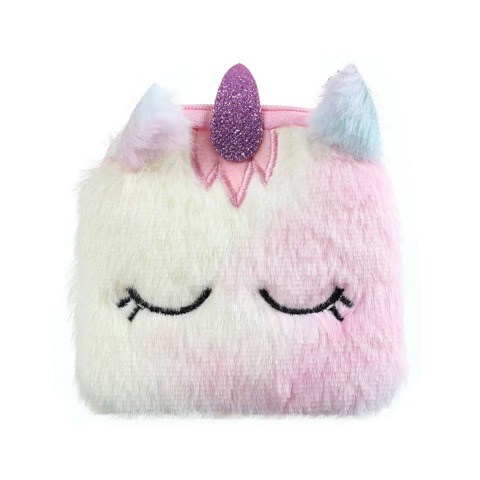 Cartoon coin purse Детская Милая Плюшевая Игрушка-сумочка В Виде Единорога С Градиентной Расцветкой КошелеК Для Монет Подвеска Н