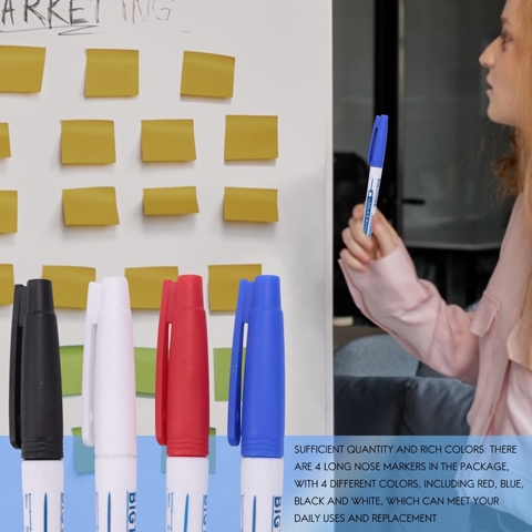 4 Шт. Маркеры с глубоким охватом, Маркер с длинным носом, Водонепроницаемый маркер с глубоким отверстием, Перманентные маркеры с охватом 30 Мм, 4 цвета