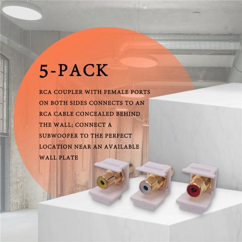 5 шт. RCA Keystone Jack, белый, золотистый