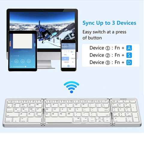 Складная Bluetooth-клавиатура, USB-перезаряжаемая беспроводная клавиатура для IOS, Android, Windows PC, ноутбука, смартфона