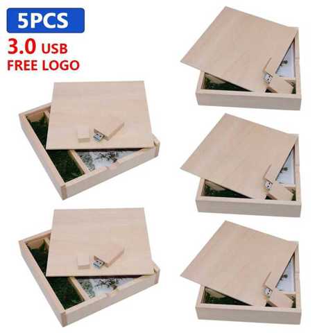 5 Шт. Кленовый Фотоальбом Деревянный USB 3.0 + КоробКа Флешка 8G 16GB 32GB 64GB 128GB Подарок Для ФотограФии Бесплатный
