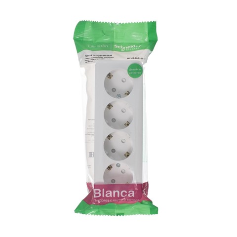 2 шт. Розетка четверная SE Blanca, 16 А, 250 В, накладная, с заземлением, шторки, IP20, белая, BLNRA011411