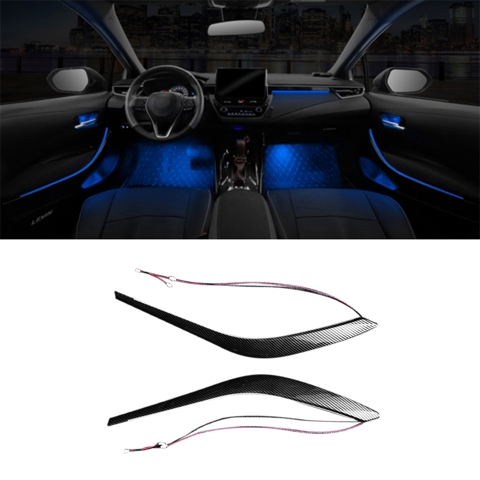 Автомобильная панель передней двери из углеродного волокна с рассеянным светом LED Atmosphere Lamp синего цвета для Toyota Corolla 2019-2022
