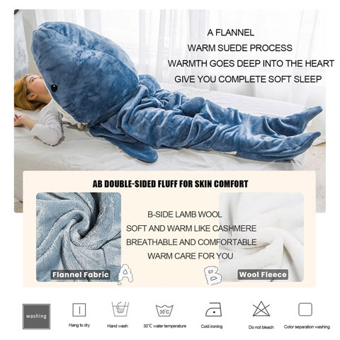 Носимый спальный мешок с акулой, мягкое уютное фланелевое одеяло с капюшоном для взрослых женщин, мужской костюм, M 6, 7x4, 1 дюйма