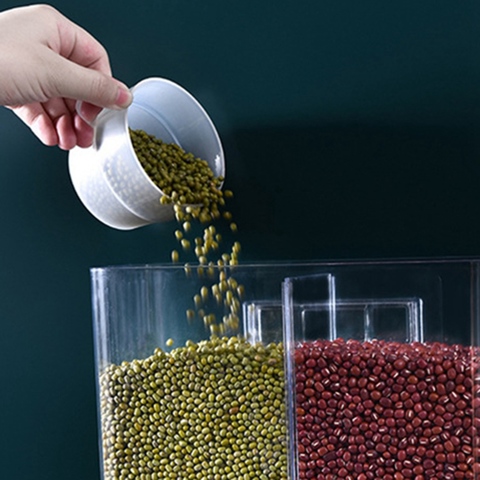 Прозрачный диспенсер для риса Настенные Контейнеры для хранения риса Кухонный Органайзер для зерна Герметичное кухонное хранилище