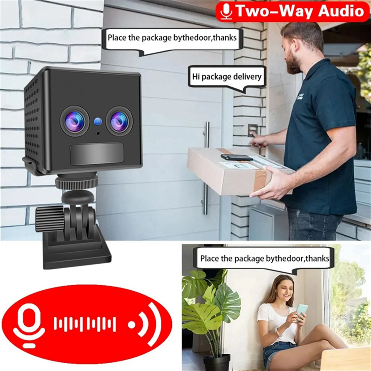 4G HD Мини-камера с двумя объективами, 3000 мАч, PIR, ночное видение, обнаружение движения человека, IP-камера для видеонаблюдения