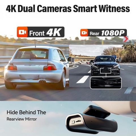 Автомобильная видеорегистратор Двойная передняя камера заднего вида 4K без экрана WiFi Мобильный Интернет Автомобильная камера DVR с картой 32GTF 4K + WIFI + 32G