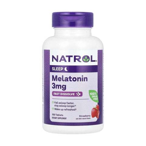 Natrol, Мелатонин, быстро растворяется, клубника, 3 мг, 150 таблеток