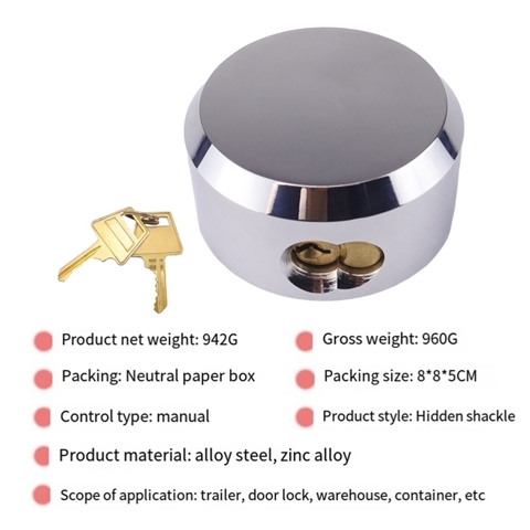 Навесные замки с дужками Cp-3184 из цельной стали с 2 ключами, закрывающими корпус замка, Универсальный защитный замок