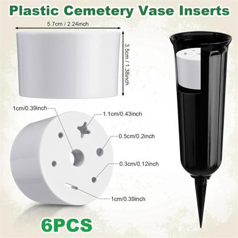 6 шт кладбище могилу вазы пластиковые вставки кладбище цветы держатель кронштейн с 7 отверстий цилиндрической формы многоразовые кладбище