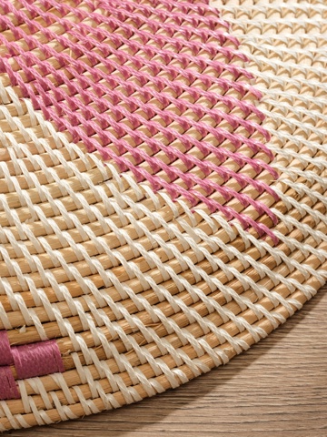 Тарелка декоративная плетёная 'Цветок', 50x50x5 см, ротанг, розовая