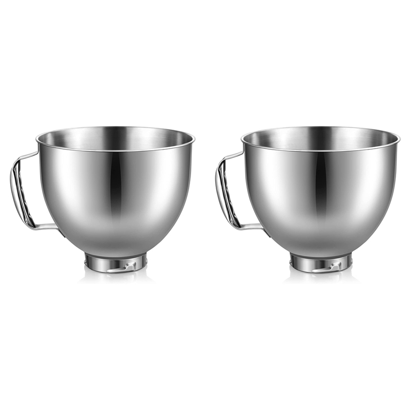 

2 Чаши из нержавеющей стали для миксера с наклонной головкой Kitchenaid емкостью 4,5-5 Кварт, для чаши миксера Kitchenaid, можно мыть в посудомоечной машине