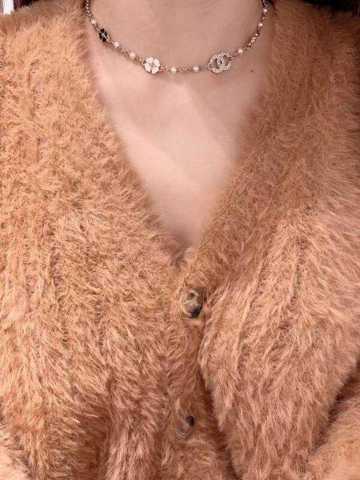 Chanel Ожерелье С Жемчугом И Цветком Камелии Черно Белое Колье Чокер