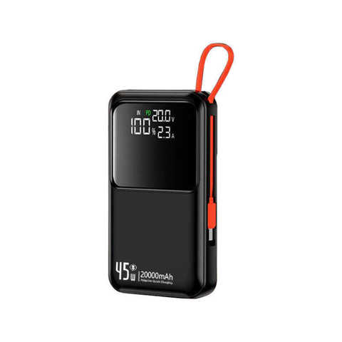 3C Сертифицированный Power Bank 45W Со Встроенным Кабелем Ультратонкий Портативный Зарядник Большой Емкости 20000Mah