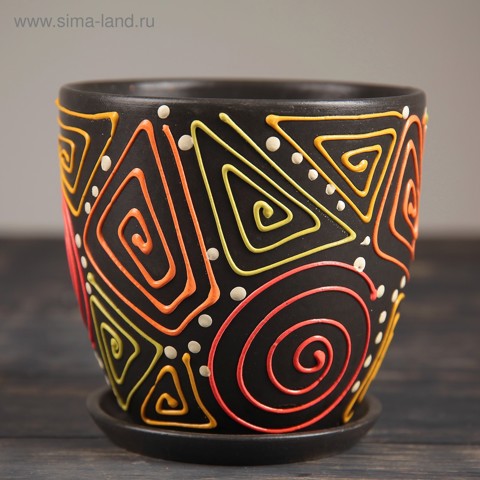 Горшок для цветов 'Радуга', 8.5 л, d26 см, h23.5 см, керамика, с поддоном, коричневый