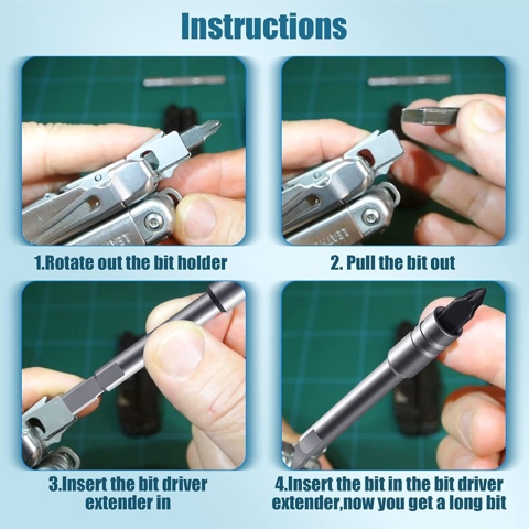 Насадка-удлинитель для мультитула с плоской ручкой из 2-х комплектов 1/4-дюймового сверла для более удобного использования в качестве дополнительного оборудования