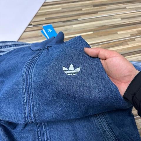 Adidas Originals джинсовая куртка парная унисекс свободный крой три полоски двойная молния ретро