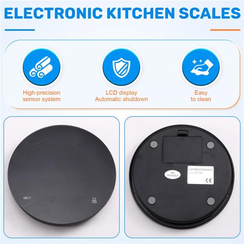 Цифровые кухонные весы, вместимость 0,1-3 кг, Вместимость 0,1-3 кг, Светящийся дисплей, В комплекте 3 батарейки типа ААА
