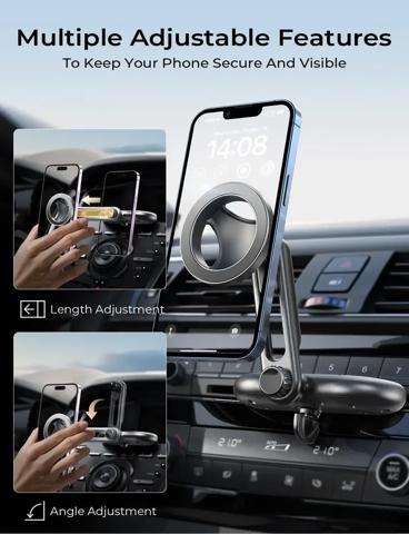 LISEN for MagSafe CD Phone Holder for Car Mount [Angle Adjustable]Magsafe Car Mount CD Slot Hands Free CD Player Phone Mount