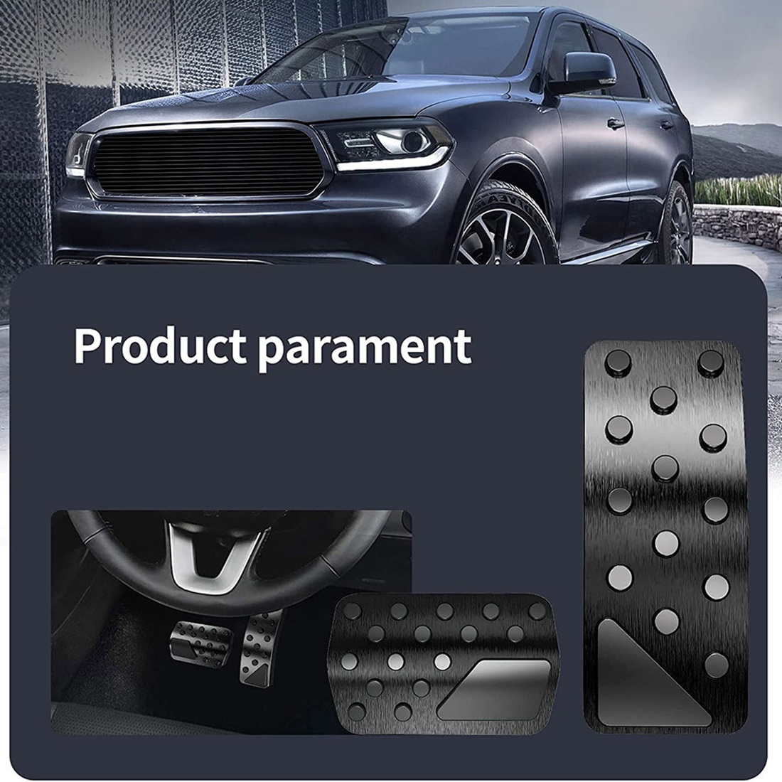 

Для Dodge Durango Jeep Grand Cherokee 2011-2021 Алюминиевые накладки на педали тормоза и акселератора без сверления (черные)
