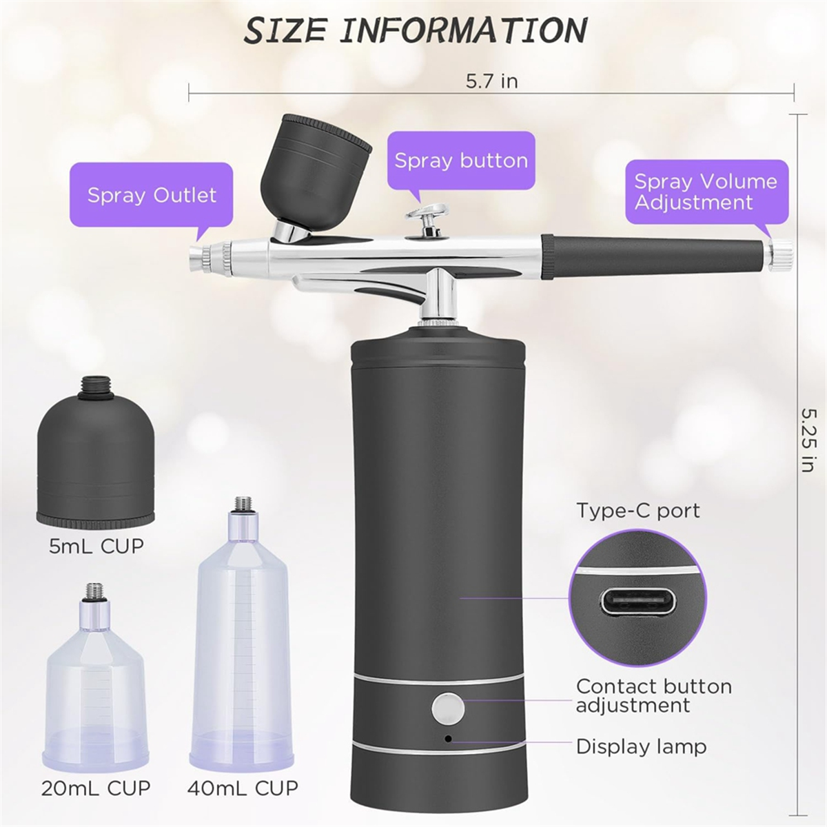 

Набор аэрографов С беспроводным перезаряжаемым компрессором Airbrush Set, автоматически обрабатывающий покраску моделей, маникюр, макияж B
