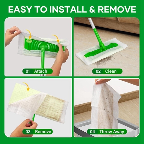 100 Шт Сухих подметальных салфеток для швабры Swiffer Sweeper, Наполнители для сухой швабры Swiffer Dry Sweeper, Для мытья полов