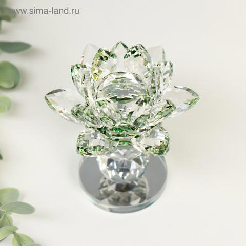 3 шт. Фигурка стекло 'Лотос на пьедестале', вращается, зелёный, 10.5x8.5x8.5 см