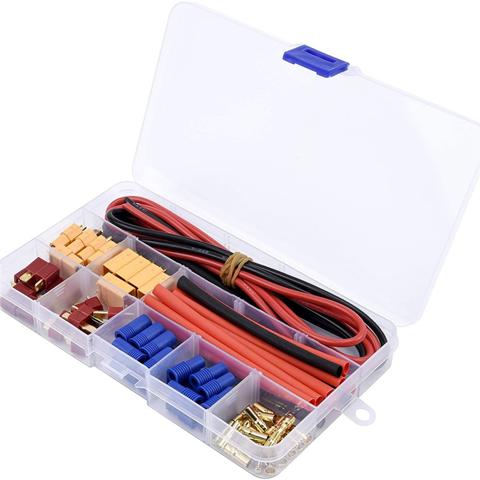 Высококачественный Т-образный штекер, Набор адаптеров XT60 и EC3 с проводом 14AWG и термоусадкой для радиоуправляемого FPV-дрона Craft