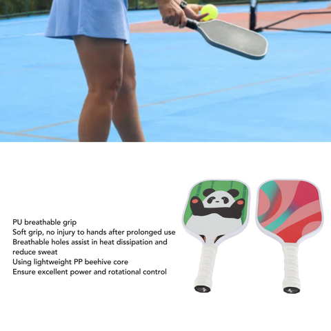 2 Шт. ракетки для пиклбола с поверхностью из стекловолокна, ПВХ-каркас, искусственная ручка, дышащие легкие ракетки для пиклбола для детей