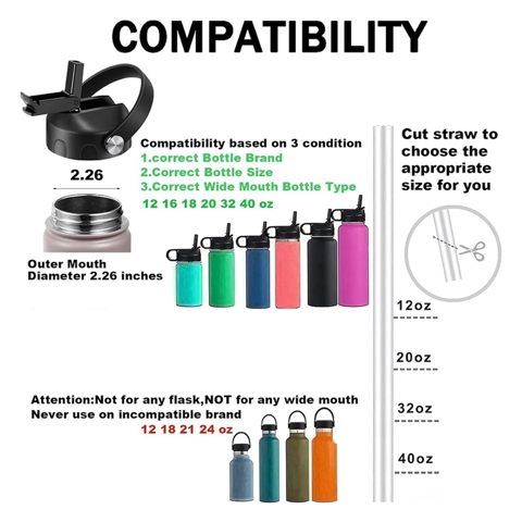 Сменные крышки с пылезащитным герметичным откидным верхом и соломинкой для Бутылок с водой Hydroflask емкостью 12/16/18/20/32/40/64 унции с широким горлышком