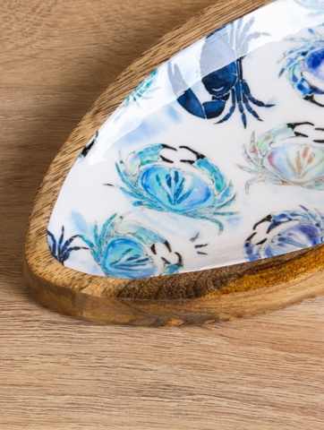 2 шт. Блюдо в форме рыбки 'Крабы', 32x11.5x2 см, дерево манго