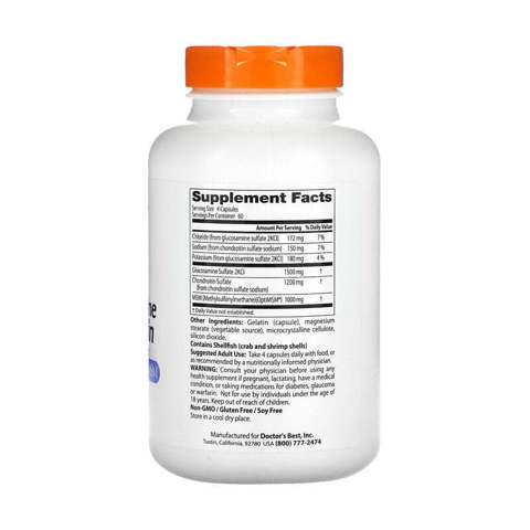 Doctor's Best Glucosamine Chondroitin MSM Комплекс с глюкозамином, хондроитином и МСМ для здоровья суставов 240 капсул