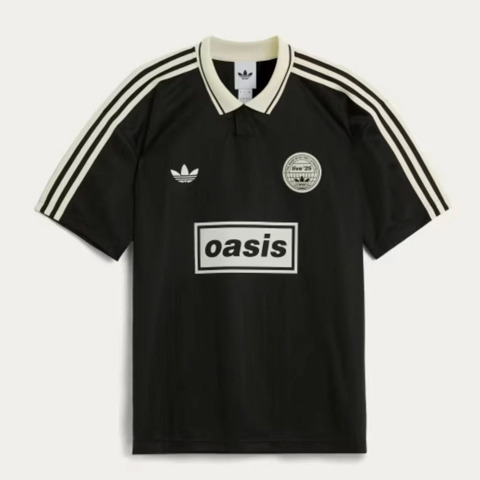 Oasis x Adidas Originals Черное жаккардовое поло из джерси Размер L